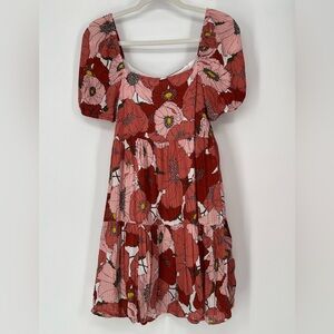 LOFT DRESS POPPY FLOWER VINTAGE BOHO BACK ZIP LINED FEMININE ROMANTIC BREEZY‎